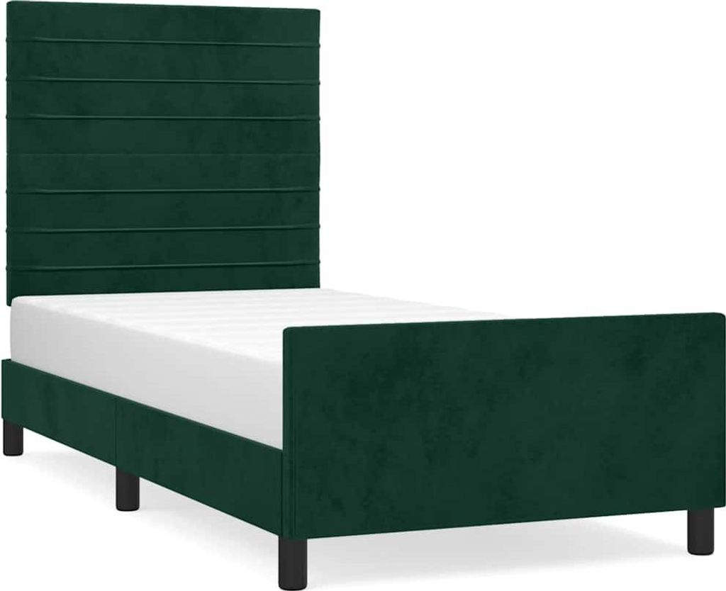 vidaXL Bettgestell ohne Matratze Dunkelgrün 100x200 cm Samt