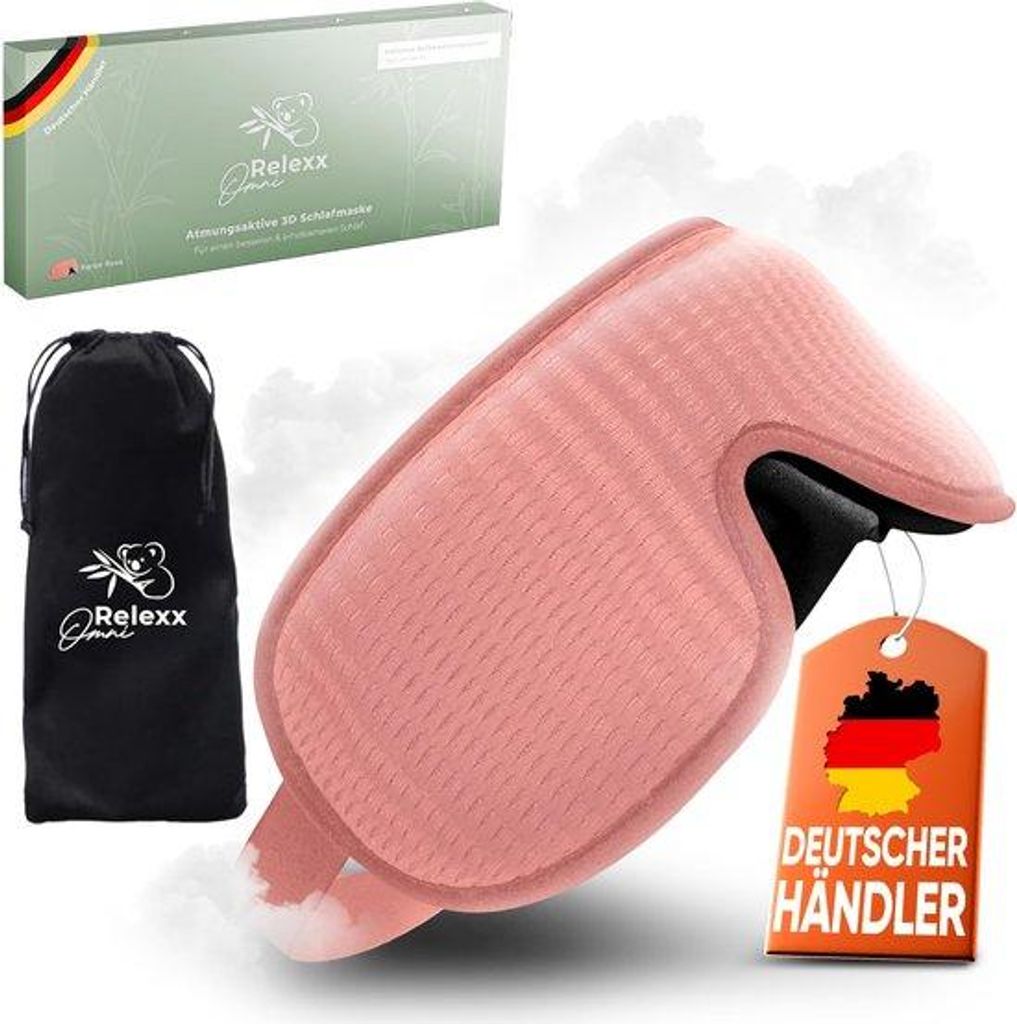 Schlafmaske 3D-Augenkontur, atmungsaktiv, rosa, 100% Produktbild 