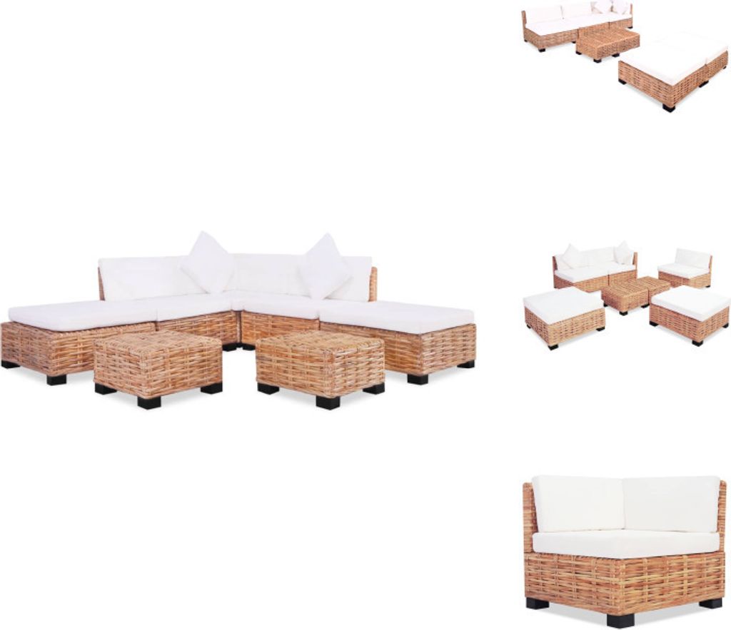 vidaXL Sofagarnitur 18-tlg. Natürliches Rattan - Sofas