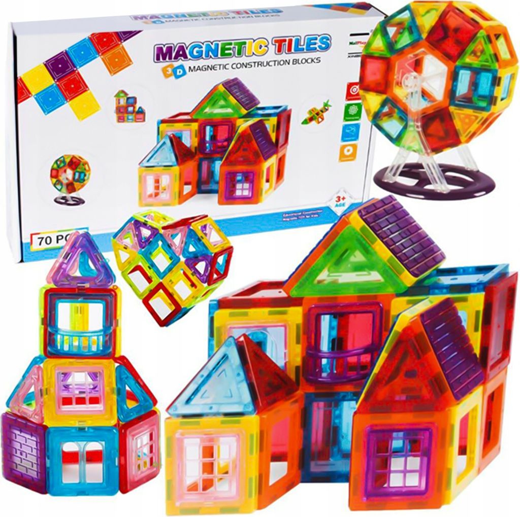 KLOCKI MAGNETYCZNE 3D MAGNETIC 70el Edukacja Panel Zdjęcie produktu 