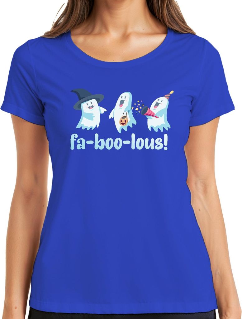fa-boo-lous! süße Geister Halloween Kinder Party Kostüm Niedlich Damen T-Shirt, Blau, S
