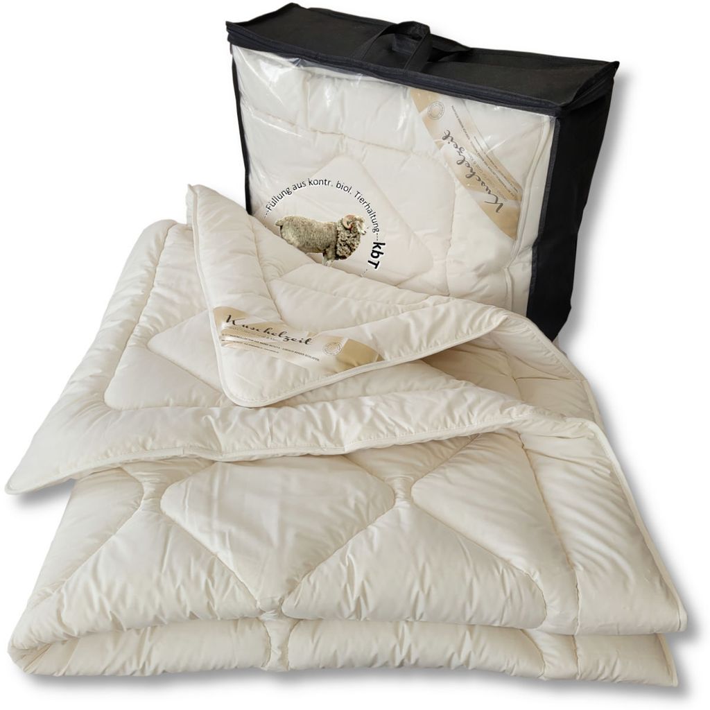 Bio Merino Schafschurwolle Ganzjahresdecke Kuschelzeit kbA und kbT in 155x220 cm