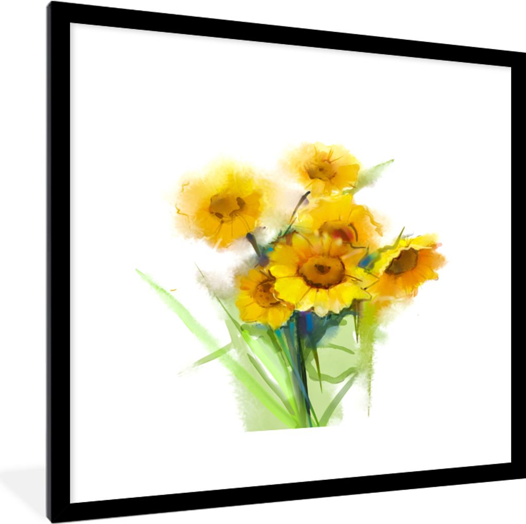 MuchoWow® MuchoWow® Gerahmtes Poster Ölfarbe - Sonnenblumen Produktbild 