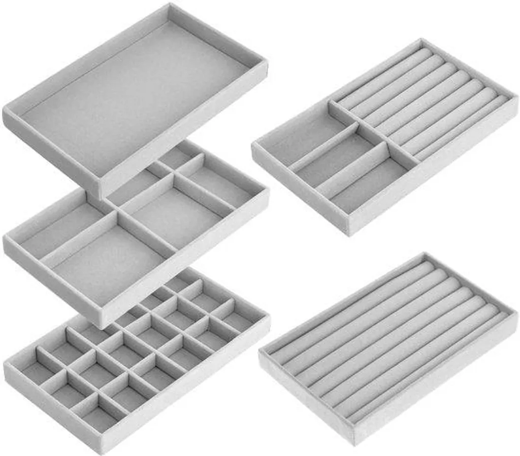Rangement bijoux en velours gris pour organiser vos accessoires