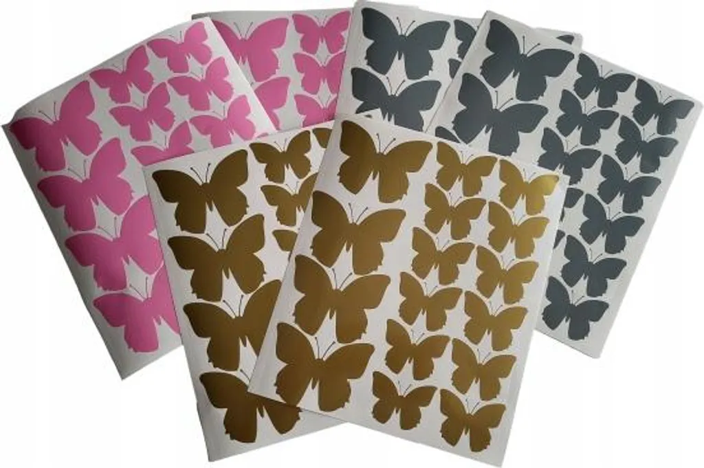 Adesivi murali farfalle, 32 pezzi, grigio opaco - 2