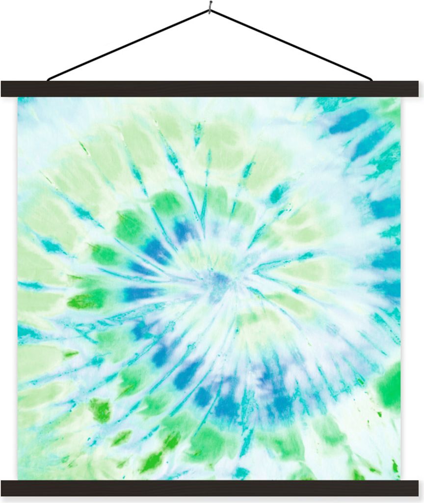 MuchoWow Textilposter Krawattenfärbung - Hippie - Blau 40x40 cm mit schwarzem Rahmen - Fotos
