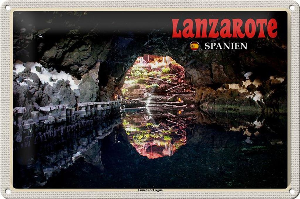 Blechschild Reise 30x20cm Lanzarote Spanien Jameos del Agua Produktbild 