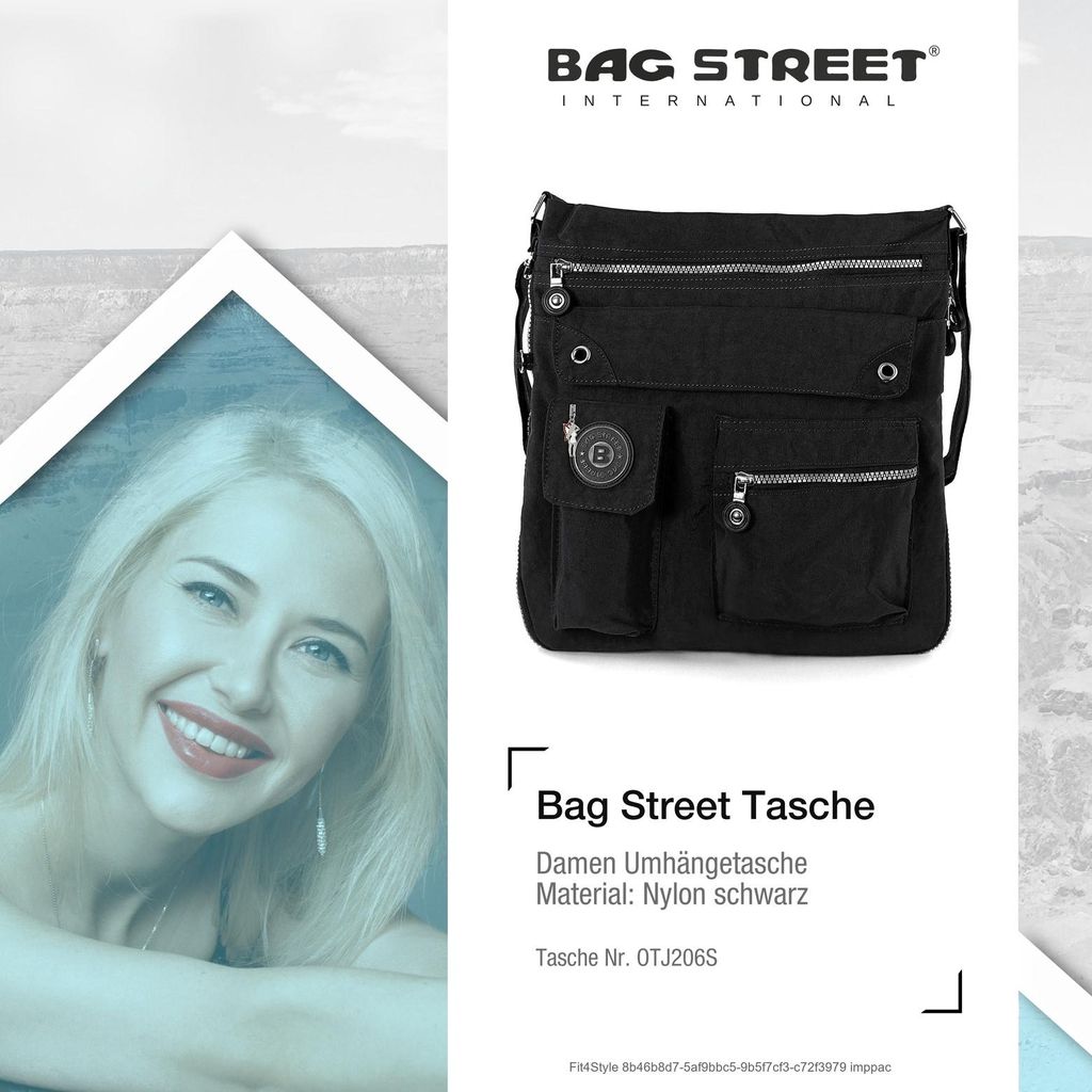 Bag Street Borsa A Mano Donna Borsa A Tracolla Borsa Nera Nylon - Foto 5