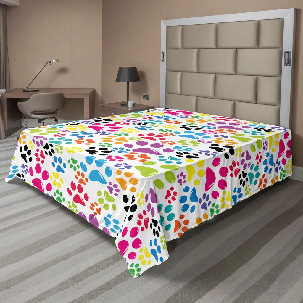 Lenzuolo Sopra ABAKUHAUS 260x228: Stampa Zampe Colorate per Bambini