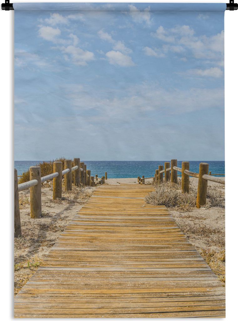 MuchoWow Wandteppich Wandbehang Strand - Weg - Sommer 60x90 cm Tapisserie Dekoration Wandtuch - Foto-Teppich - Abwaschbar