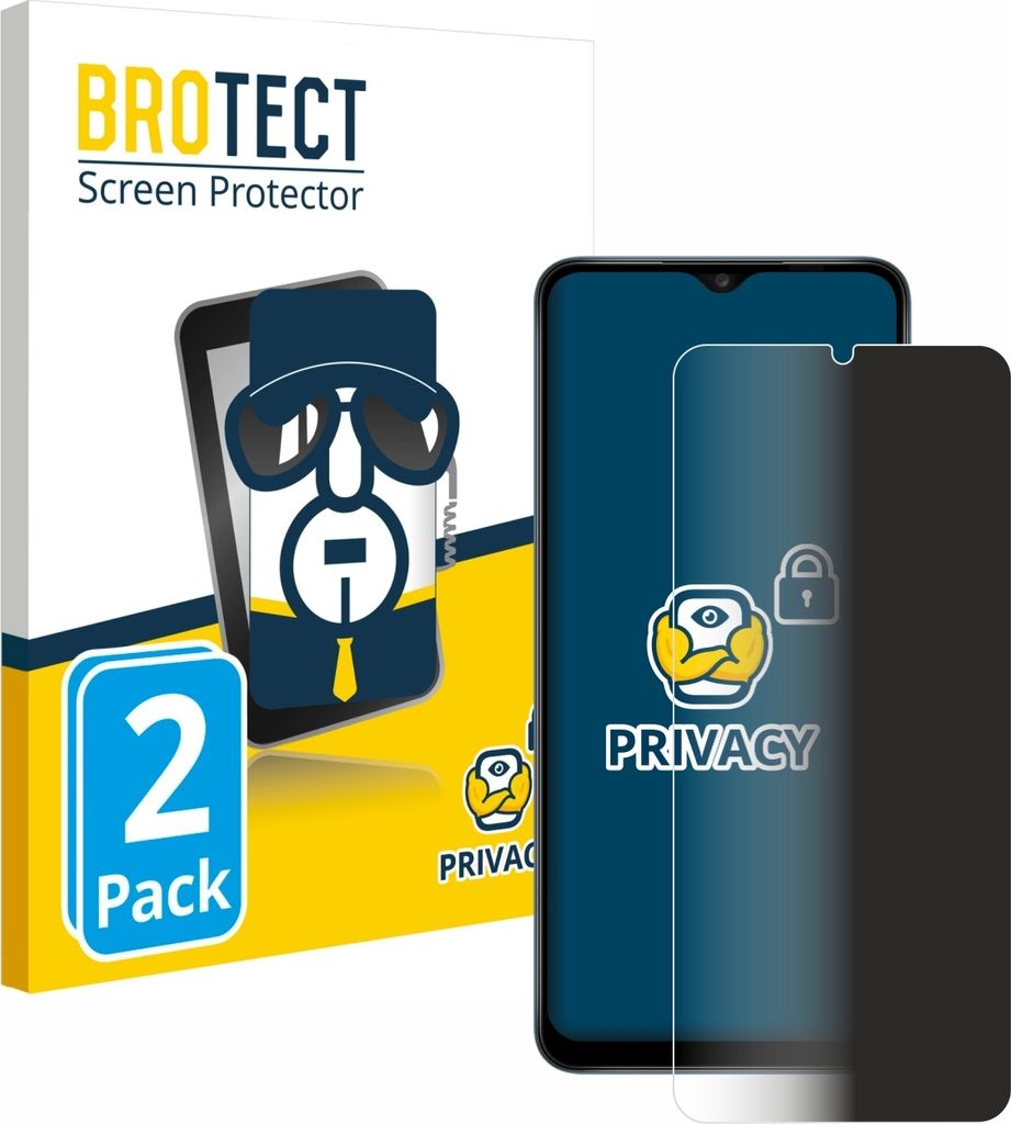 2x BROTECT Sichtschutzfolie für Samsung Galaxy A12 Anti-Spy Privacy Sichtschutz Blickschutz Folie Blaulicht-Schutz