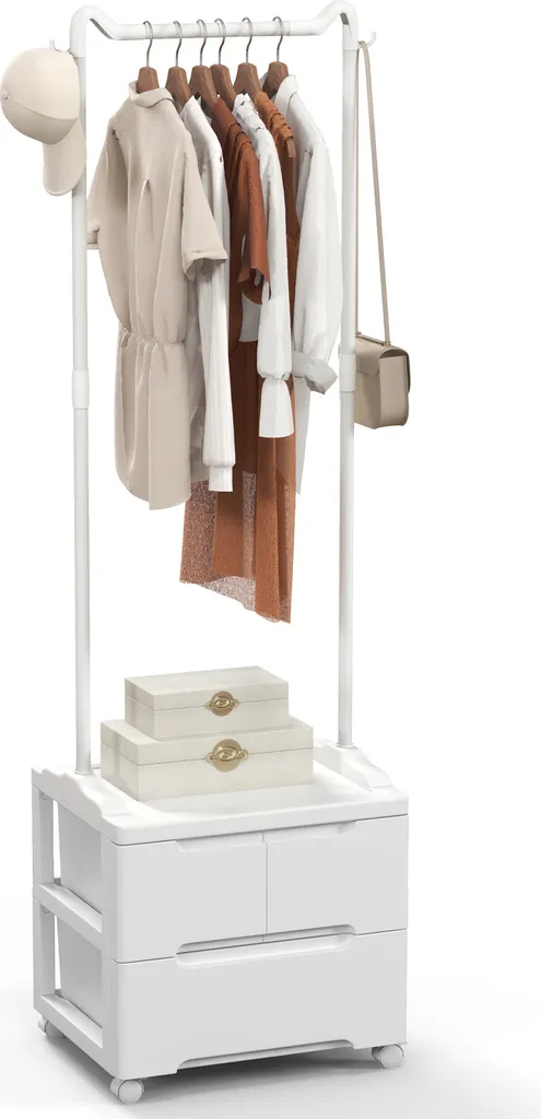 Appendiabiti Con Rotelle The Shopfitting Shop – 0,9x1,5 M In Acciaio Bianco Con 25 Grucce Incluse – Qualità Professionale