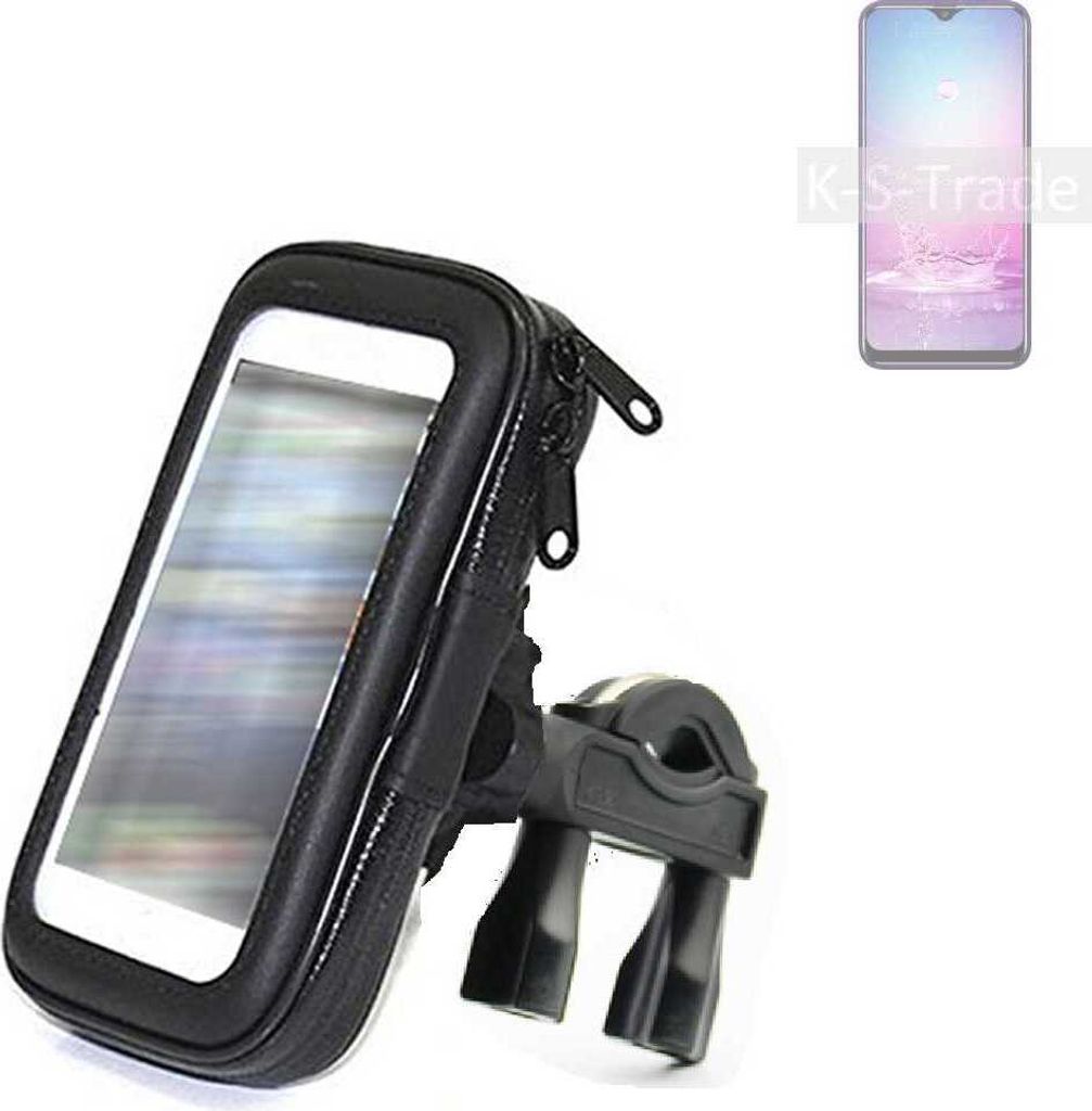 K-S-Trade Fahrrad-Halterung kompatibel mit Oukitel C15 Pro Handy-Halterung Halter Lenkstange Fahrradhalterung Motorrad Bike Mount Wasserabweisend