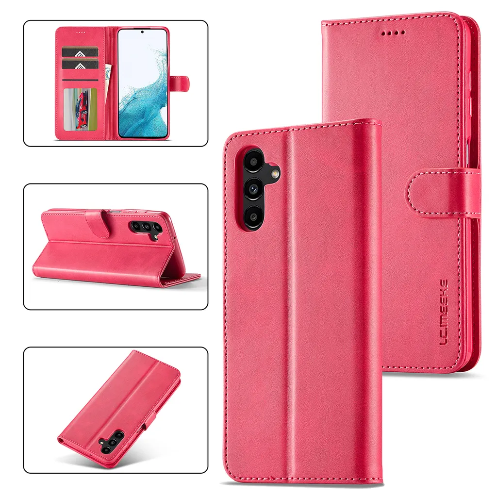 Custodia per Samsung Galaxy A54 5G, flip case in pelle con chiusura magnetica e supporto, custodia protettiva Rosa
