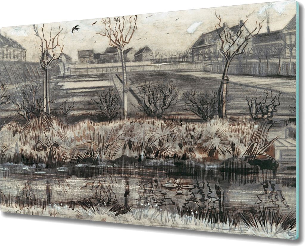 Coloray Hackbrett Küchenbrett Kochplattenabdeckung Schneidebrett Herdabdeckplatte 80x52 cm - Nursery Van Gogh