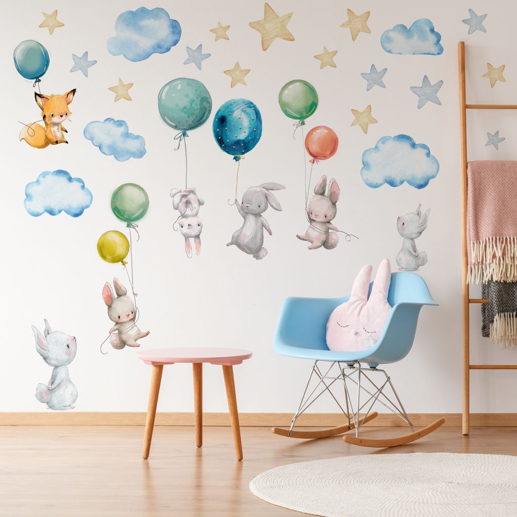 Muralo Wandsticker Set für Kinder 50 x 100 cm KANINCHEN Produktbild