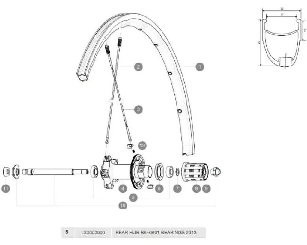 Roulement Mavic étanche 22x9x7 mm et 24x12x6 mm pour axe arrière