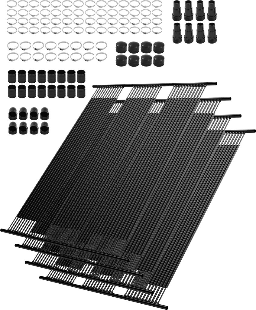 VEVOR Solarkollektor Poolheizung, 1235x3100mm HDPE-Solar-Poolpanel (4er-Set), mit komplettem Zubehör, Solar-Poolpanel, erhöht die Wassertemperatu...