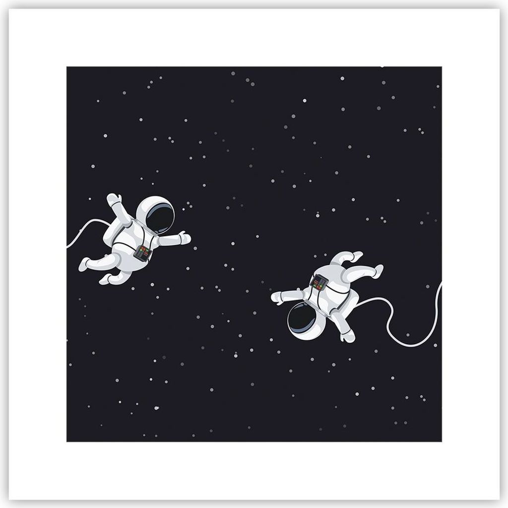 Poster - Poster ohne Rahmen - Cartoon Astronauten Kosmos - 30x30 cm - Wand Bild - Wanddeko - Wandbilder - Kunstposter - Wandposter - Bilder - Kunst...