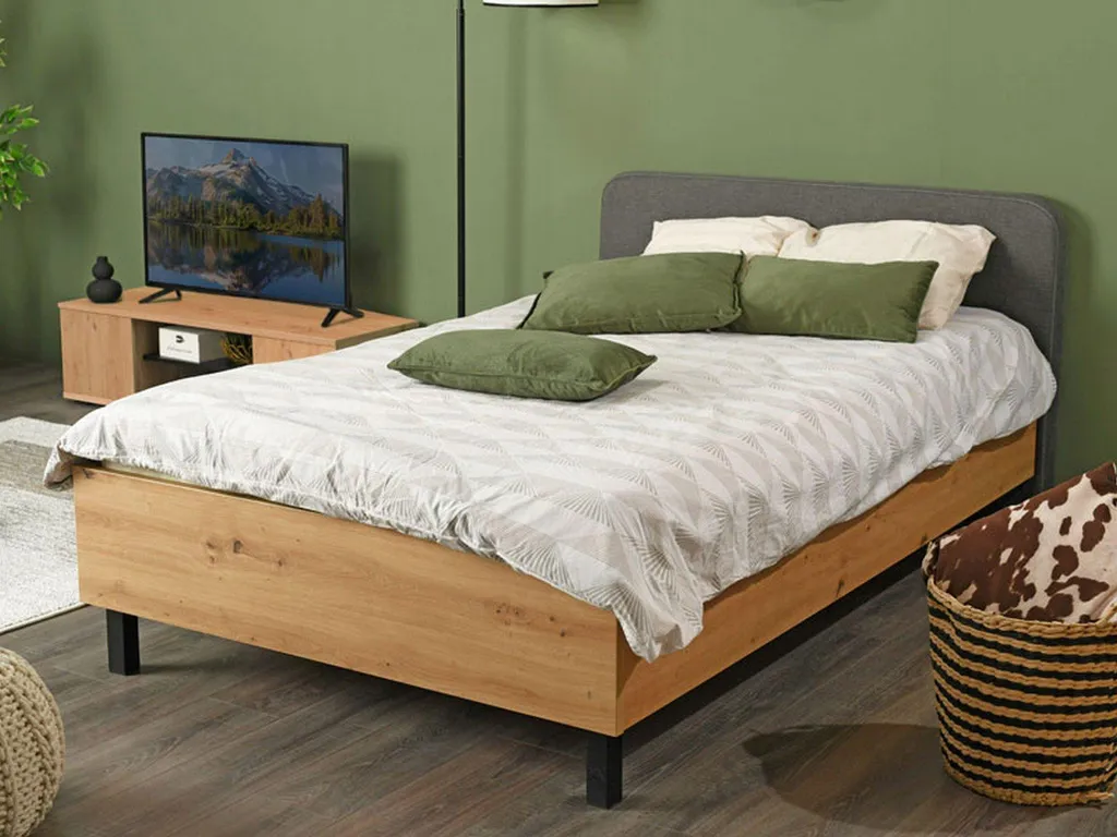 Lit Complet 120x200 Norcia Chêne Brun : Structure Robuste et Matelas Chic - 6