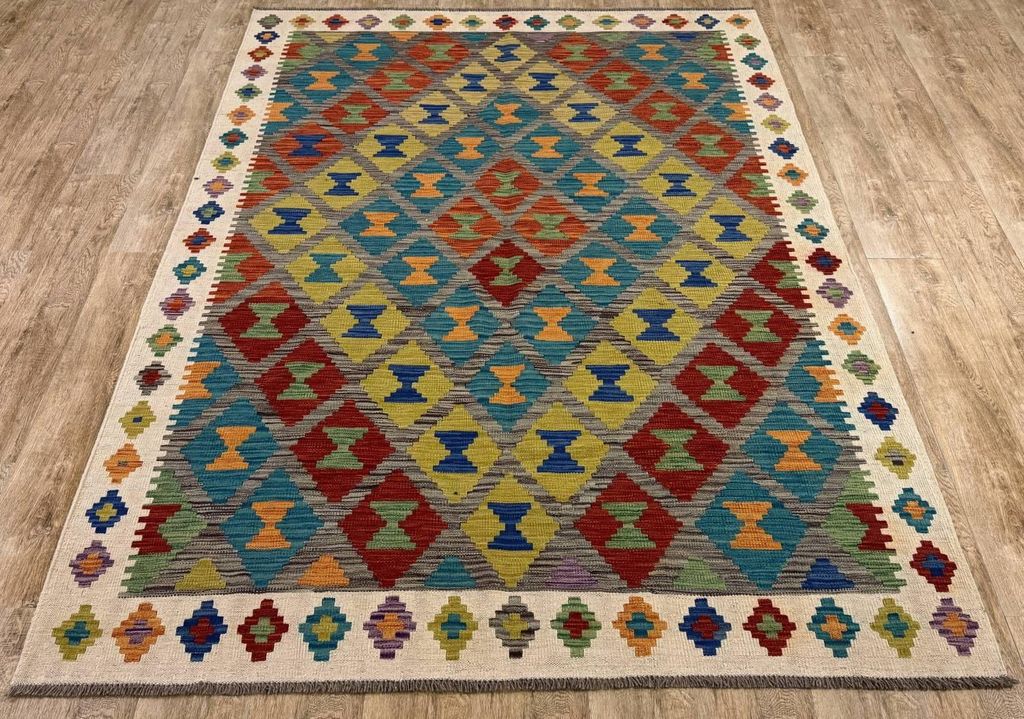 Teppich KELIM ORIGINAL | Farbe: Multi; Größe: 180x245 cm | strapazierfähig und leicht zu reinigen | Wohnzimmer | Schlafzimmer