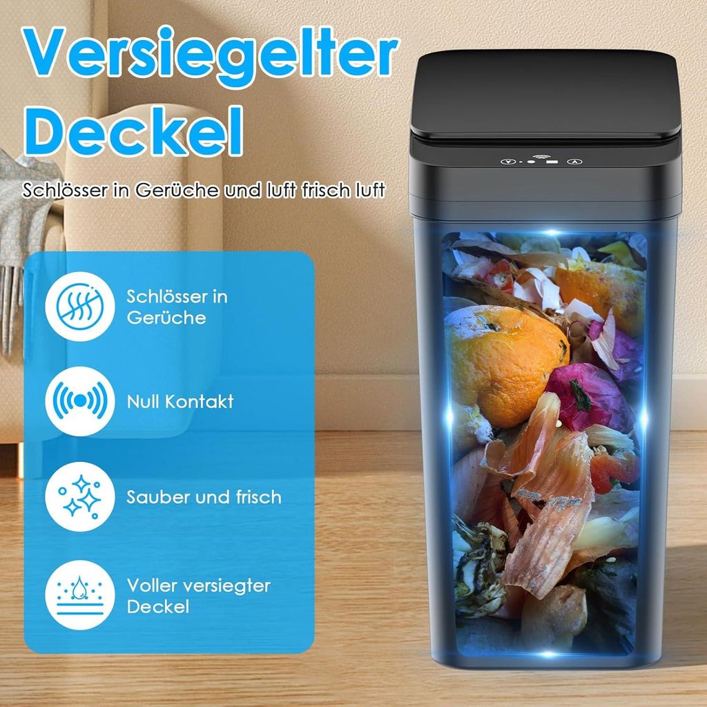Sensor Mülleimer, Automatischer Mülleimer, 12L Elektrischer
