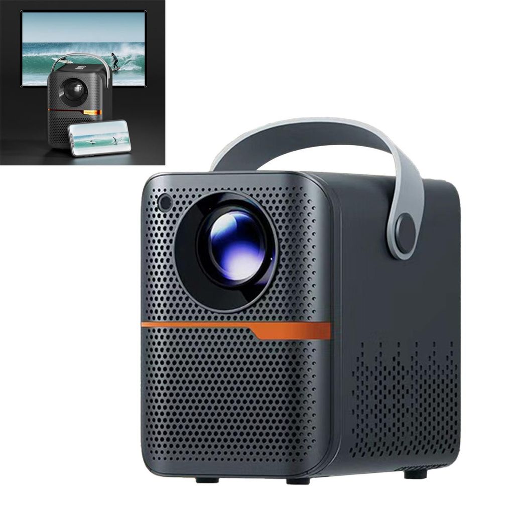 Beamer, Dieser WLAN-Projektor bietet 6K-HD-Auflösung, HiFi-Stereolautsprecher, Highspeed-WLAN und eine riesige 200-Zoll-Leinwand, 15x11x15cm