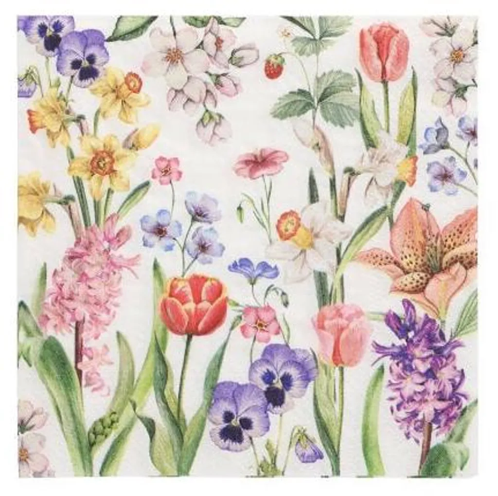 Serviettes en papier à fleurs Flower Meadow 33cm pour Fête et Goûter