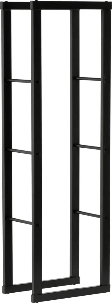Range-bûches vertical noir en acier 100cm pour bois de chauffage intérieur