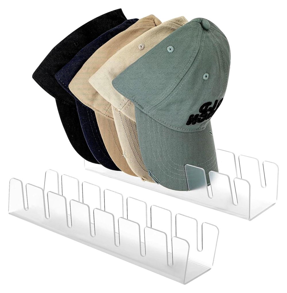 2 Stück Cap Halter Acryl Kappenhalter ohne Installation, Cap Organizer für 14 Baseballkappen, Kappen Organizer für Schlafzimmer, Kleiderschränk...