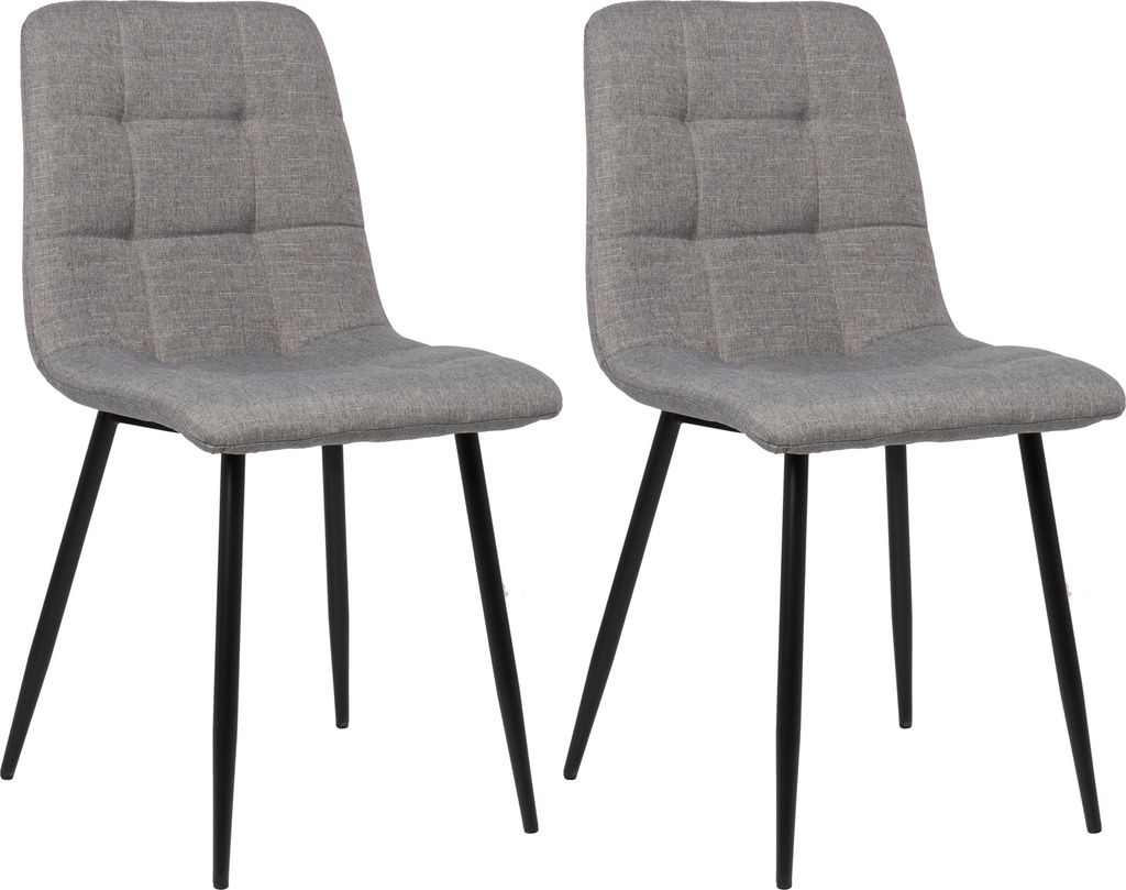 TPFLiving 2er Set Esszimmerstuhl Till Stoff Gestell Metall matt schwarz grau