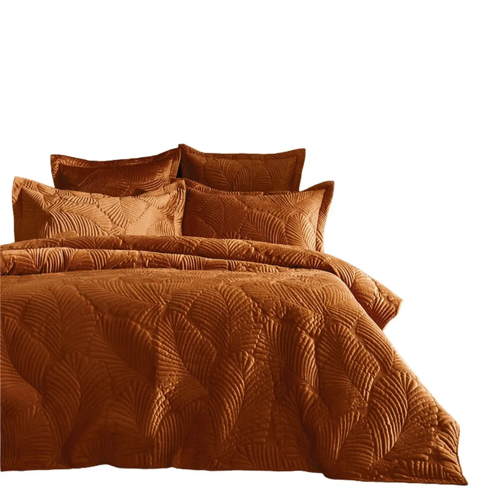Parure Palmeria en Velours Doux Rouille RV2144 Taille Superking 260cm