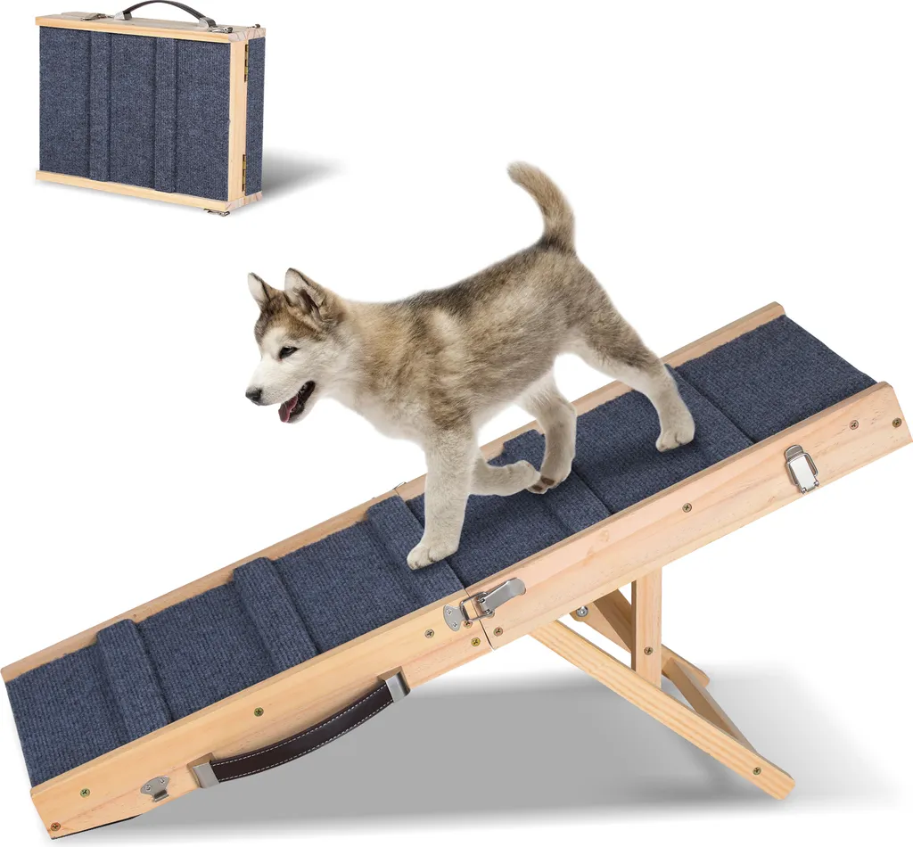 Rampa Professionale per Cani Aopunly | Legno 4 Livelli Antiscivolo
