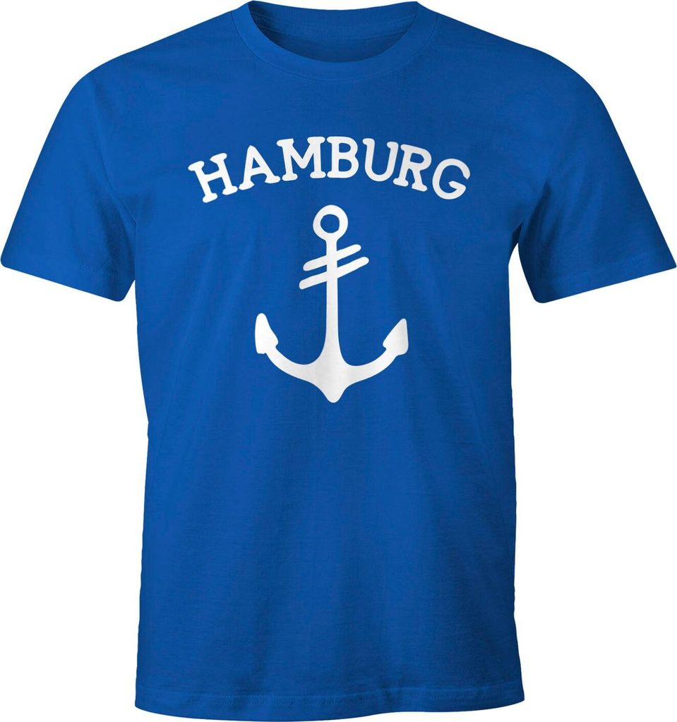 Herren T-Shirt Anker Design Hamburg Moonworks blau 3XL