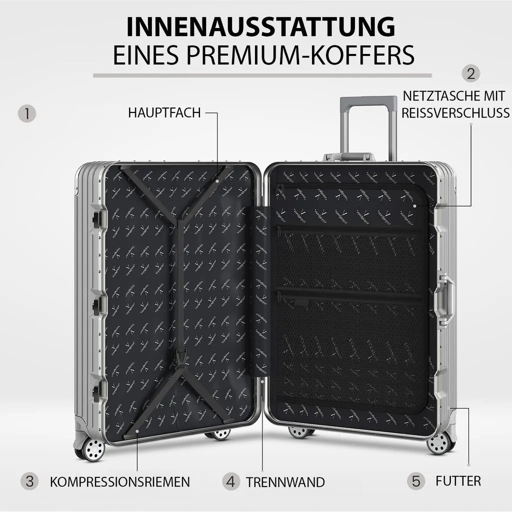 Set de Valises de Voyage AEON Argent S/M Idéal pour Avion et Train TSA - 8