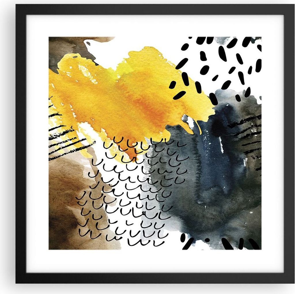 Gerahmtes Poster - Schwarzer Rahmen - Abstraktion Muster Flecken - 40x40 cm - Wand Bild - Wanddeko - Wandbilder - Wandposter - Bilderrahmen - Bilde...