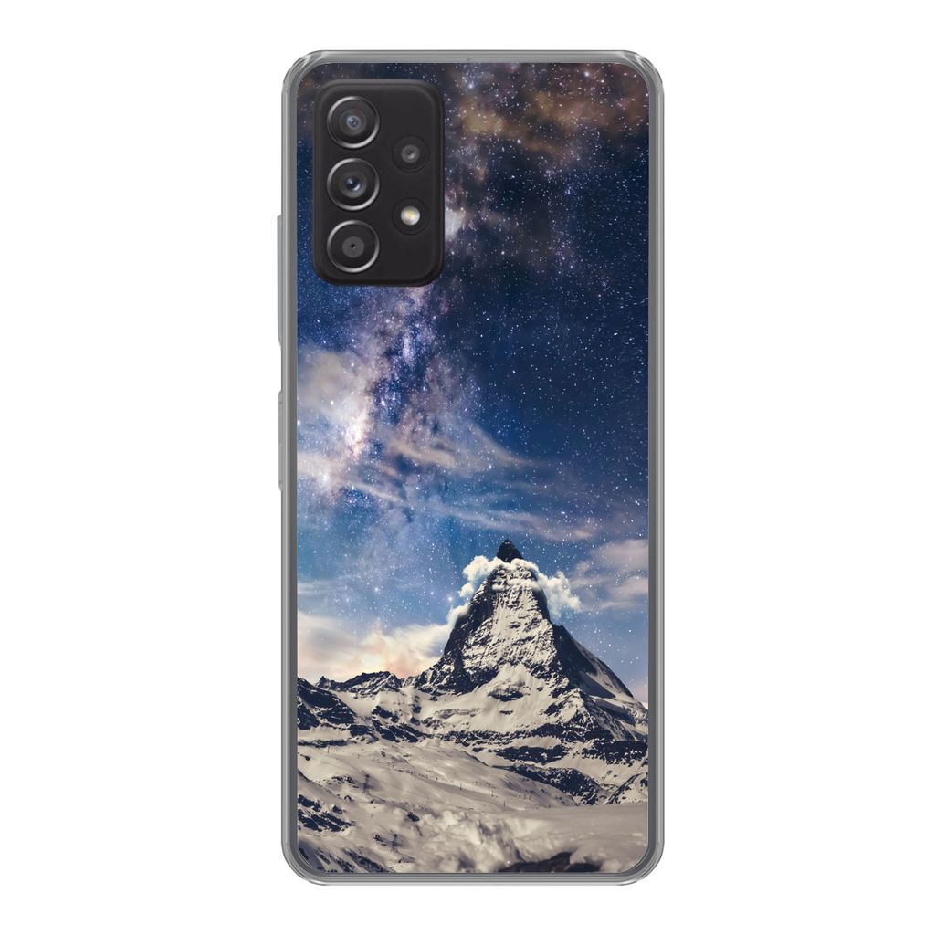 MuchoWow Handyhülle Schutzhülle Hülle für Samsung galaxy a73 Berge - Sterne - Universum - Jungen - Mädchen - Kinder Silikon Softcase Handy H...