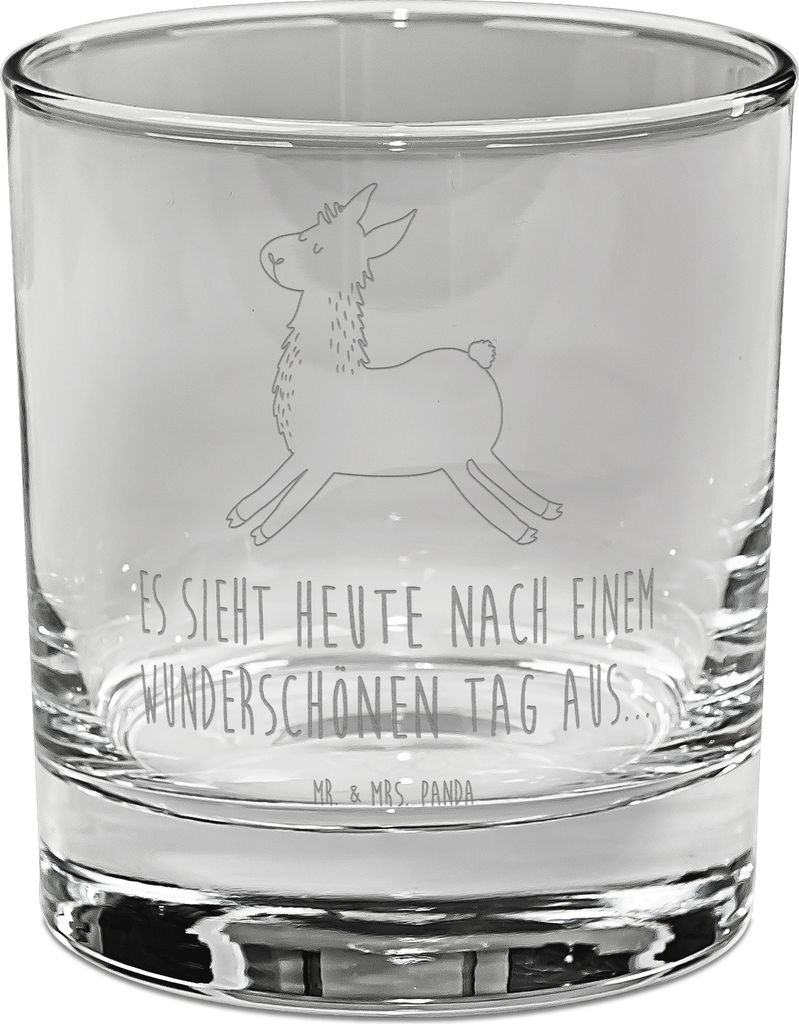 Mr. & Mrs. Panda Tumbler Lama Springen - Transparent - Geschenk, Whiskey, Lamas, Neustart, Freundin, Liebeskummer, Guten Morgen, Rocks Glas, Old Fa...