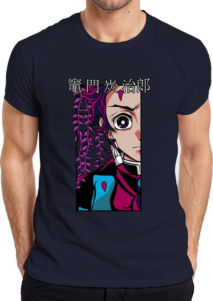 竈門炭治郎 鬼滅の刃 Anime Manga Cosplay Fan Geschenk Herren T-Shirt, Navy, 3XL