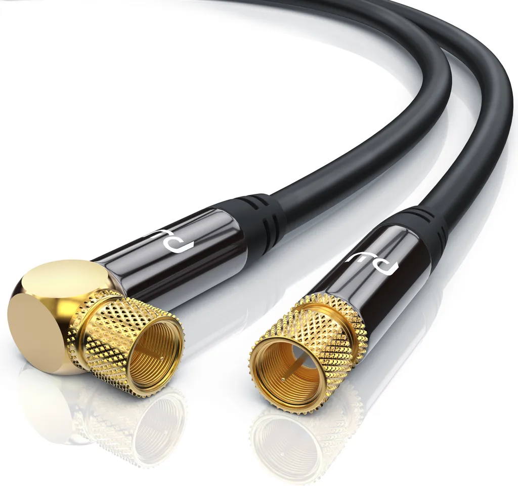Cavo Primewire SAT, coassiale, connettore F, cavo coassiale HDTV SAT angolato a 90°, schermatura 4 volte, 135dB, 75Ohm - 0,5m