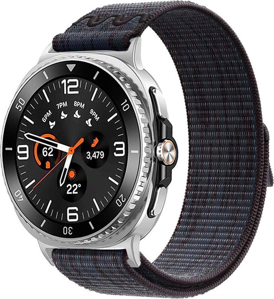 Für Samsung Galaxy Watch 8 / 8 Classic Nylon Armband mit Klettverschluss Blau / Schwarz