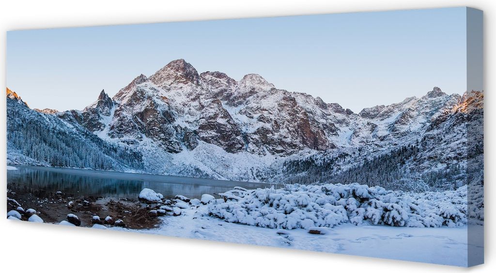 Leinwandbild 125x50 Wandkunst Berg Wintersee