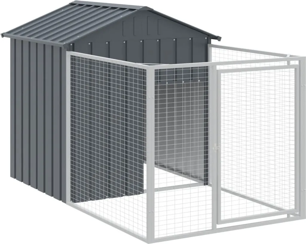 Niche pour chien avec cour anthracite 117x201x123 cm - Enclos extérieur