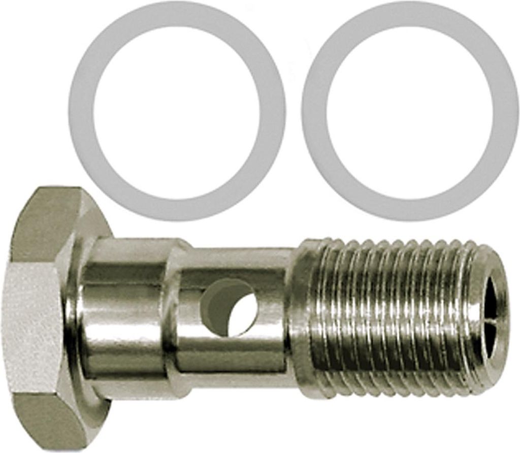 Riegler Hohlschraube, PTFE-Dichtring, einfach, G 1/2, Edelstahl 1.4404