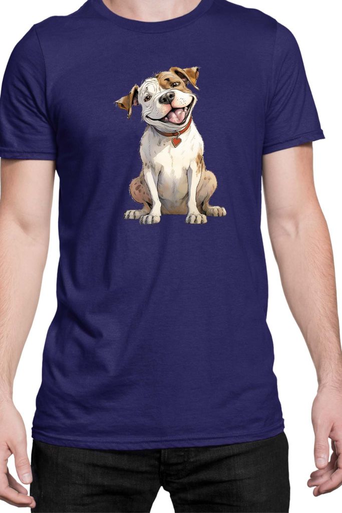Herren T-Shirt Funny Dogs Breeds American Bulldog Breed Dog Breed, Man 2XL / Dunkelblau
