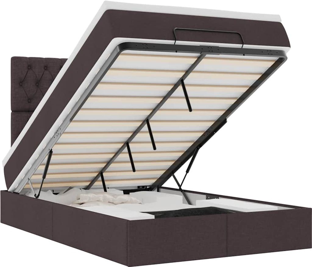vidaXL Ottoman-Bett mit Matratze & LEDs Dunkelbraun 120x200 cm Stoff