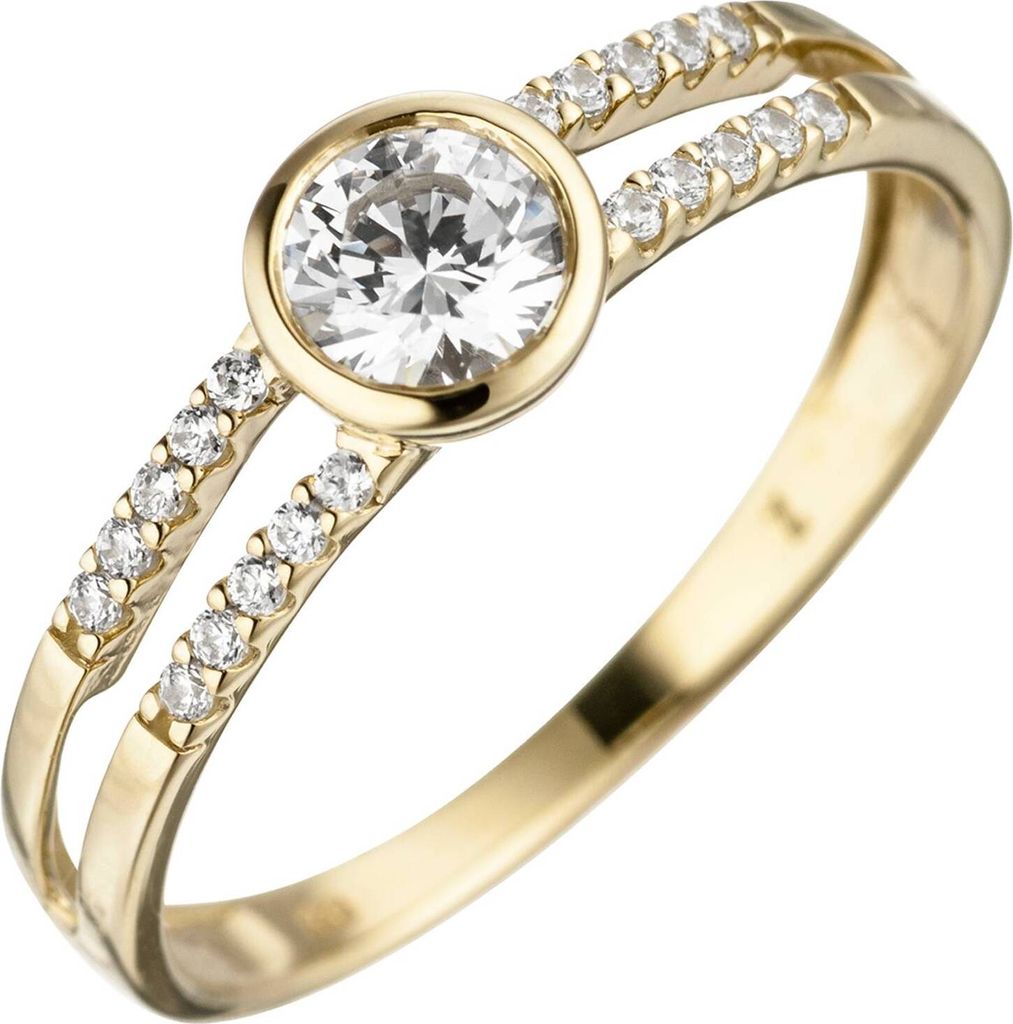Gr. 52 Damen Ring 333 Gold Gelbgold 21 Zirkonia Goldring Produktbild 