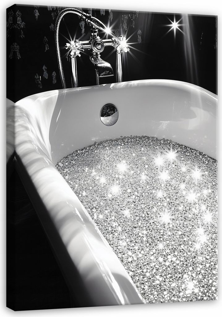 Leinwandbilder Badezimmer - 100x70 cm - Bilder - Wandbilder XXL - Wanddekoration - Leinwandbild Abstrakt Schwarz