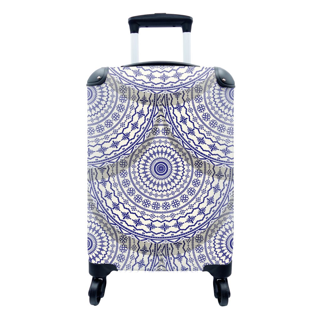 MuchoWow Koffer Handgepäck Trolley Rollkoffer Kleine Reisekoffer mit 4 Rollen - Design - Delfter Blau - Muster - Cabin Size < 55x40x23 cm & 55x4...