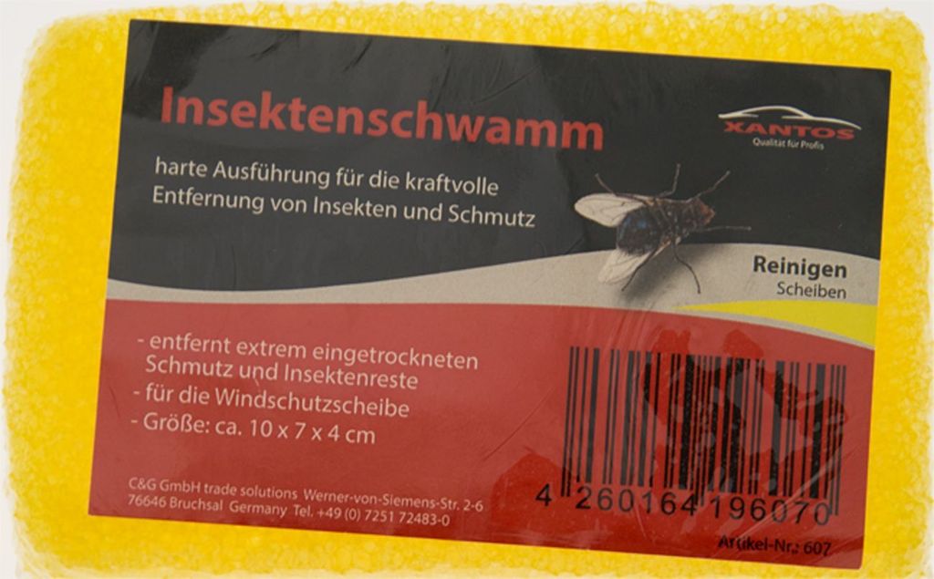 Gelber Insektenschwamm für die Fahrzeugreinigung und Entfernung von Insektenresten